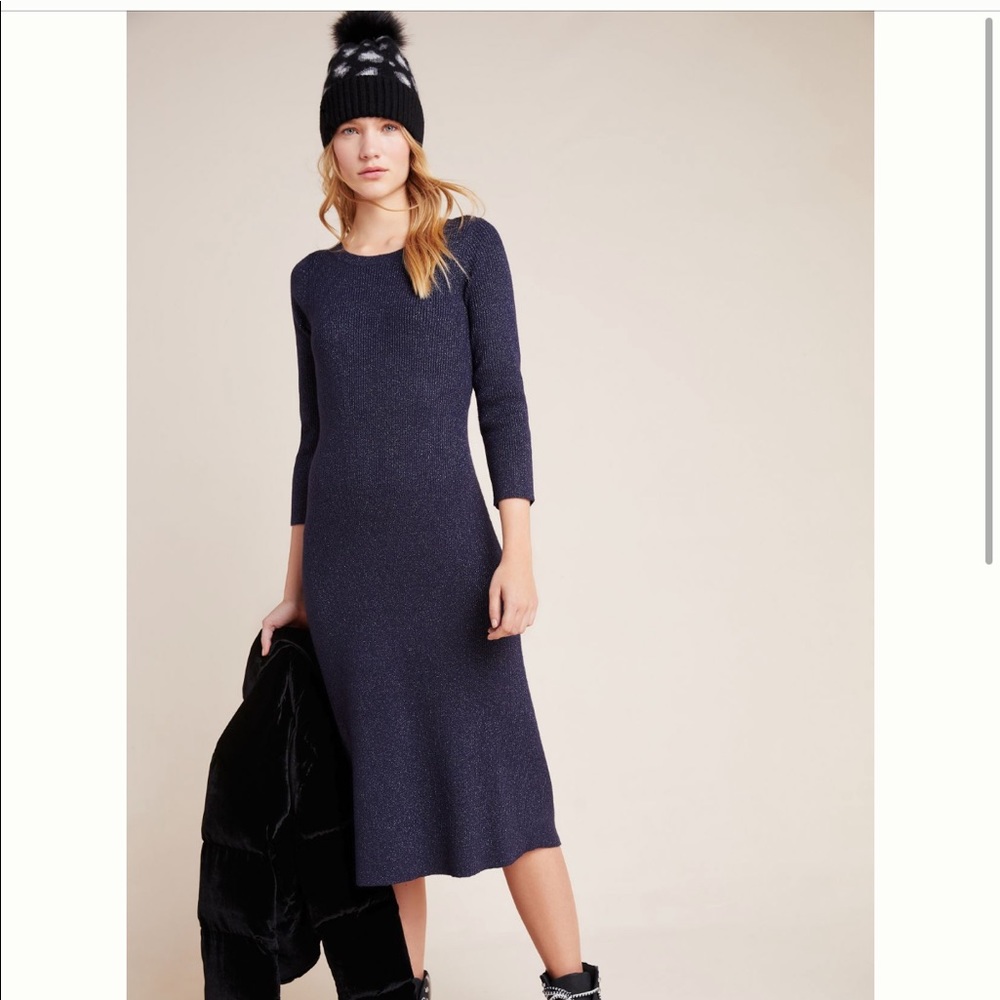 LAST CHANCE Anthropologie Selena Shimmer Midi Sweater Dress